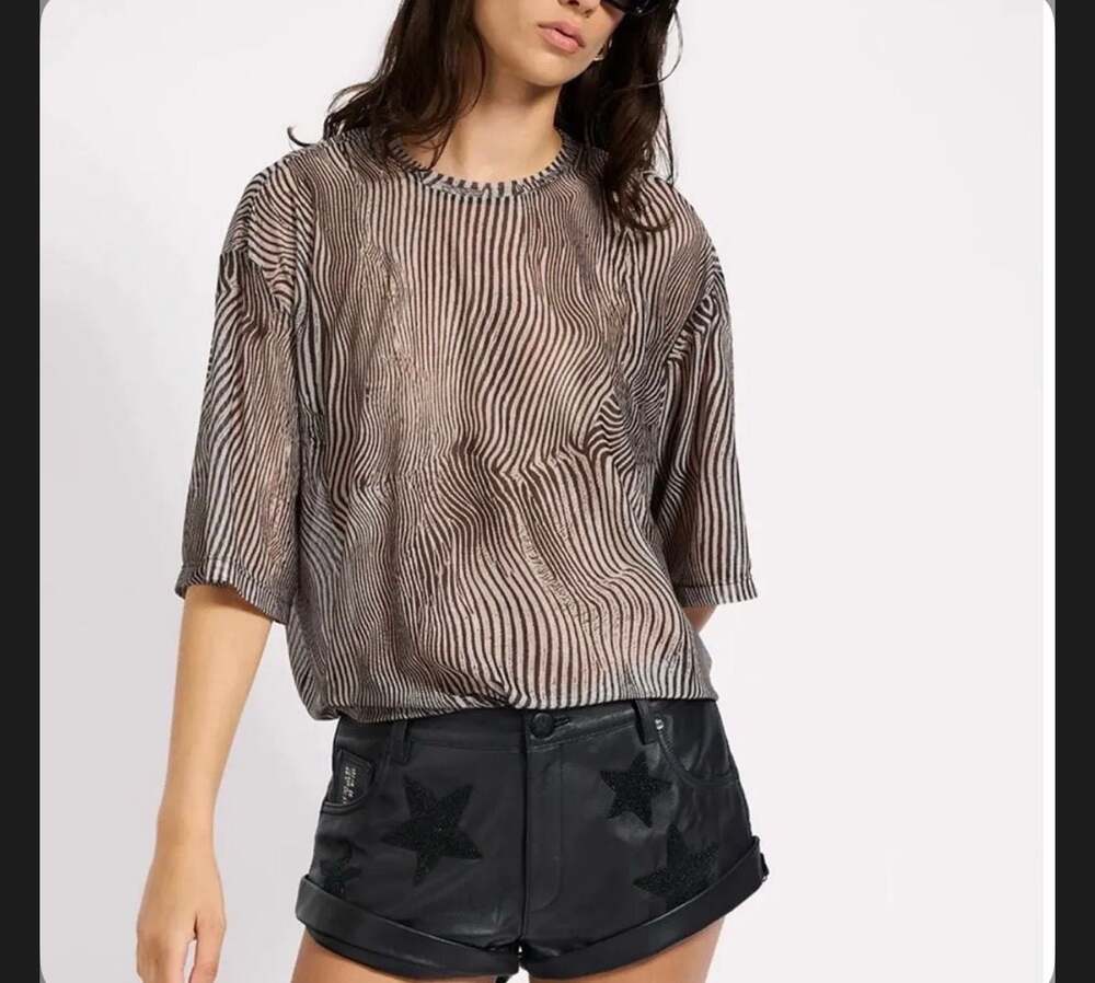 One Teaspoon Black Star Embellished Faux Leather Shorts